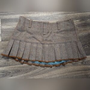 Vintage Y2k Abercrombie & Fitch Brown Herringbone Wool Mini Skirt Size 4